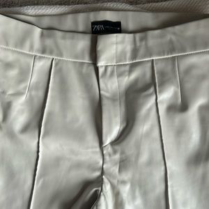 Cream vegan leather pants